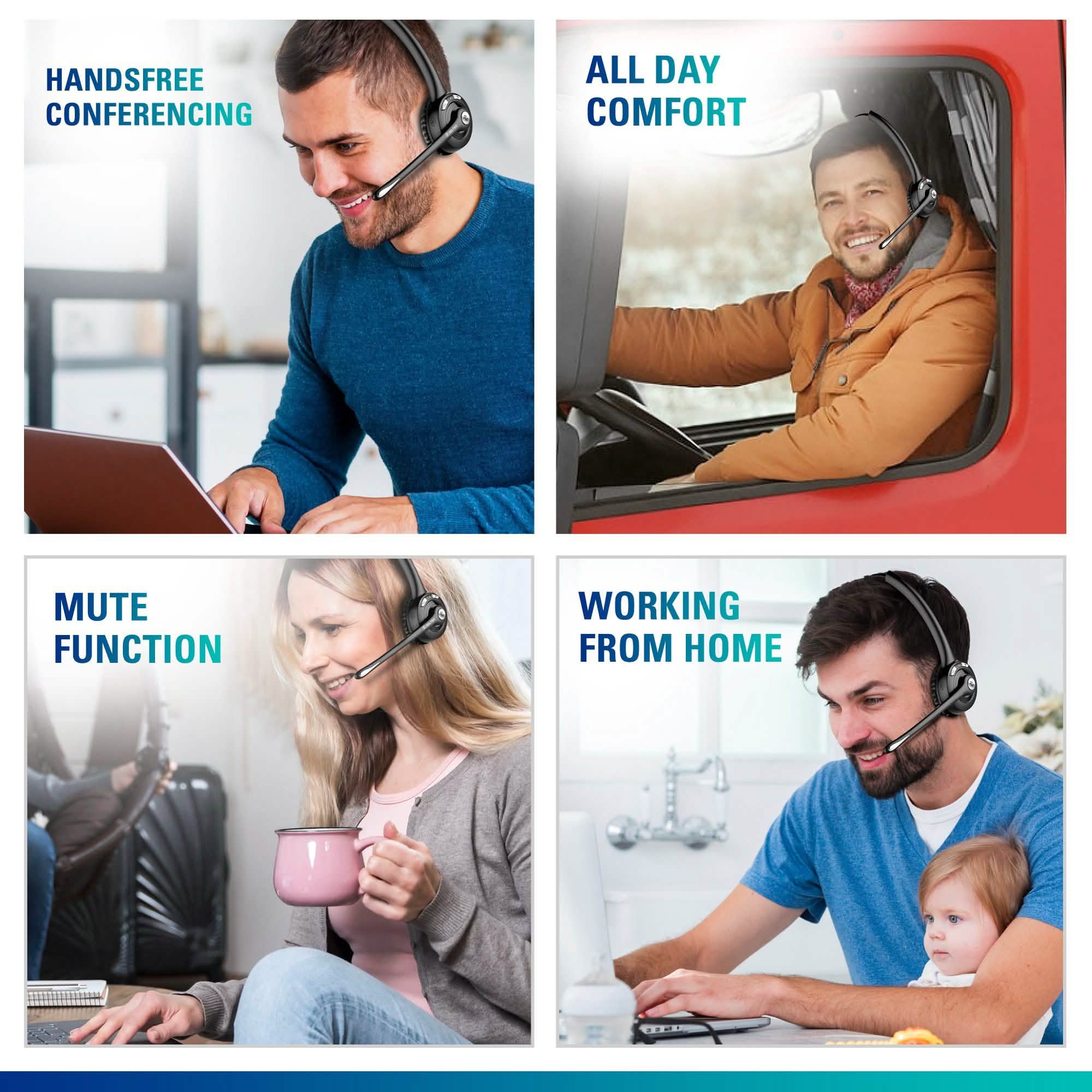 Delton Low Profile OTR Wireless Trucker Headset with Microphone