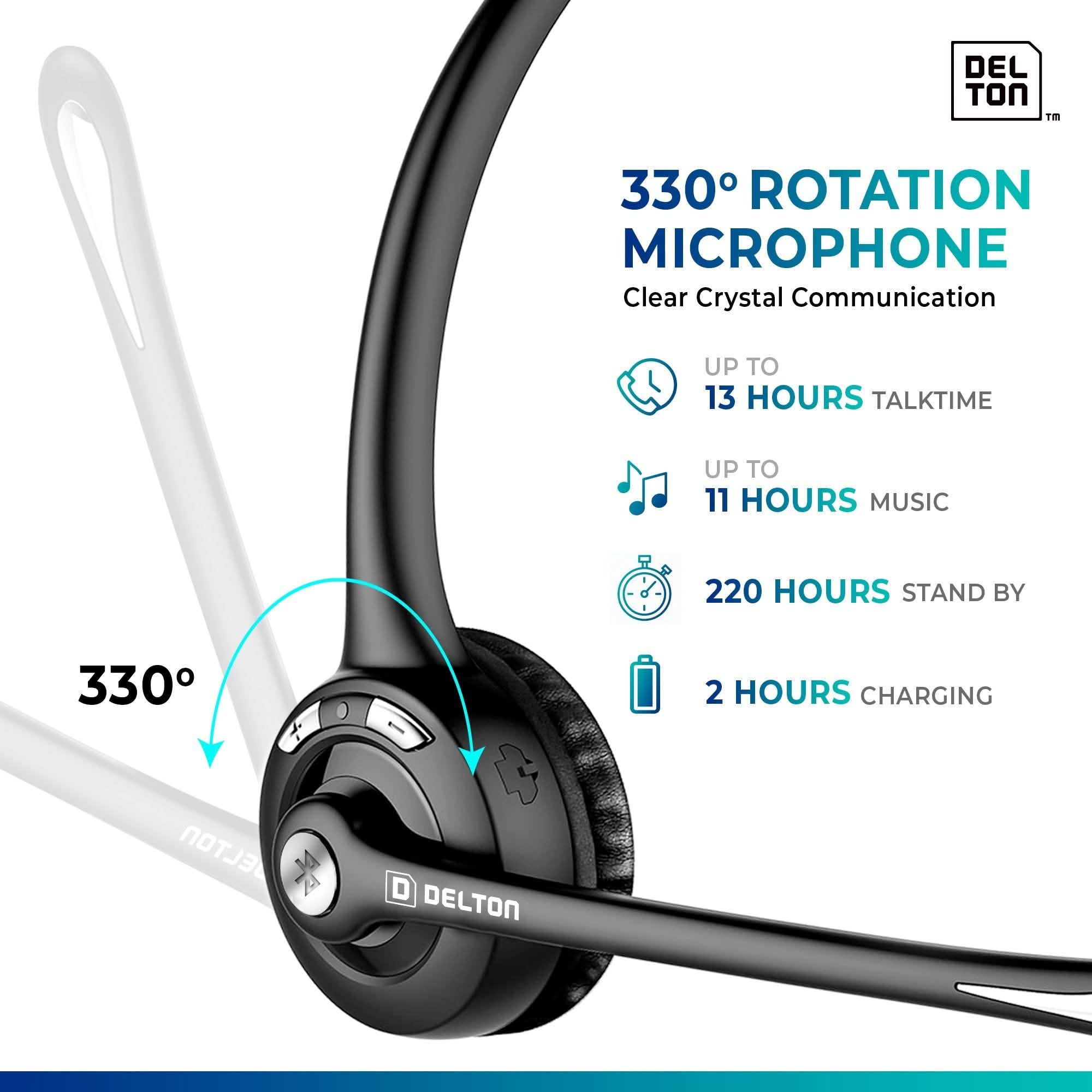 Delton Low Profile OTR Wireless Trucker Headset with Microphone