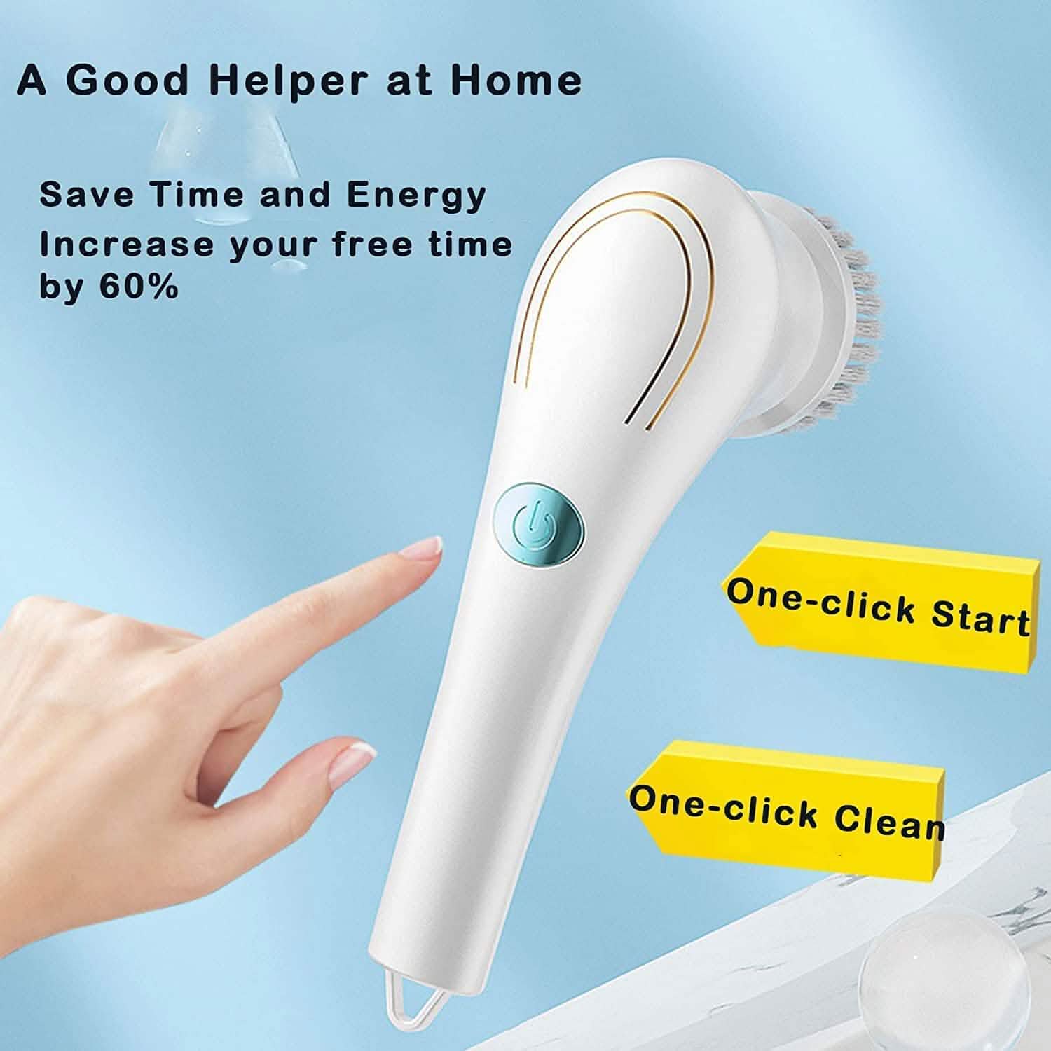 Electric Spin Scrubber Cordless Handheld Cleaning Brush with 5 Replaceable Brush Heads