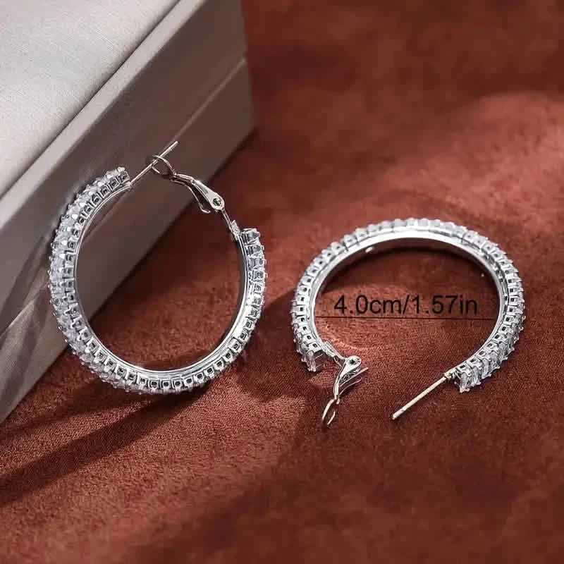 Elegant Full Rectangular Shiny Fit Square Decorative Hoop Earrings