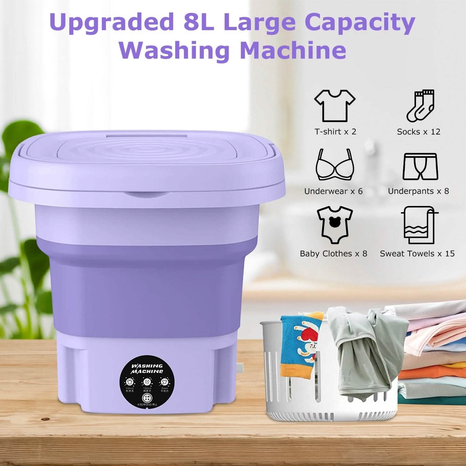 Foldable Laundry Machine with Detachable Drain Basket