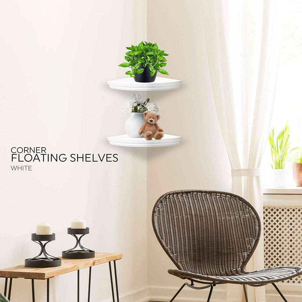Halter Corner Floating Shelf - Space Saving Round Design with No Visible Support