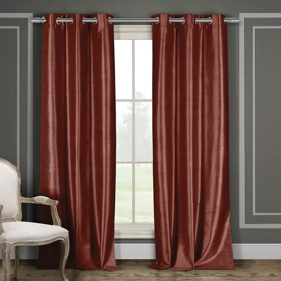 Heavy Faux-Silk Double-Layered Blackout Thermal Panel Pair - Assorted Colors