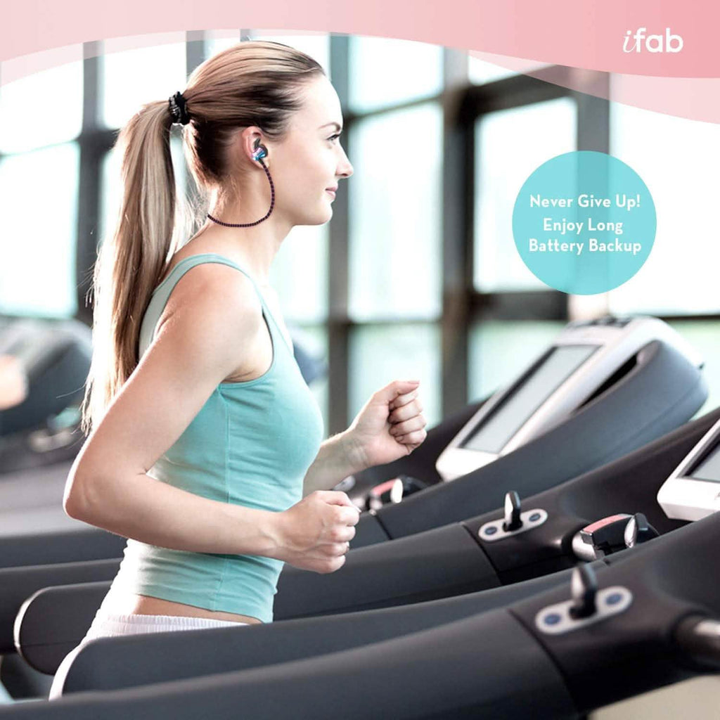 iFab Wireless Neckband Earbuds with Microphone and Control Buttons