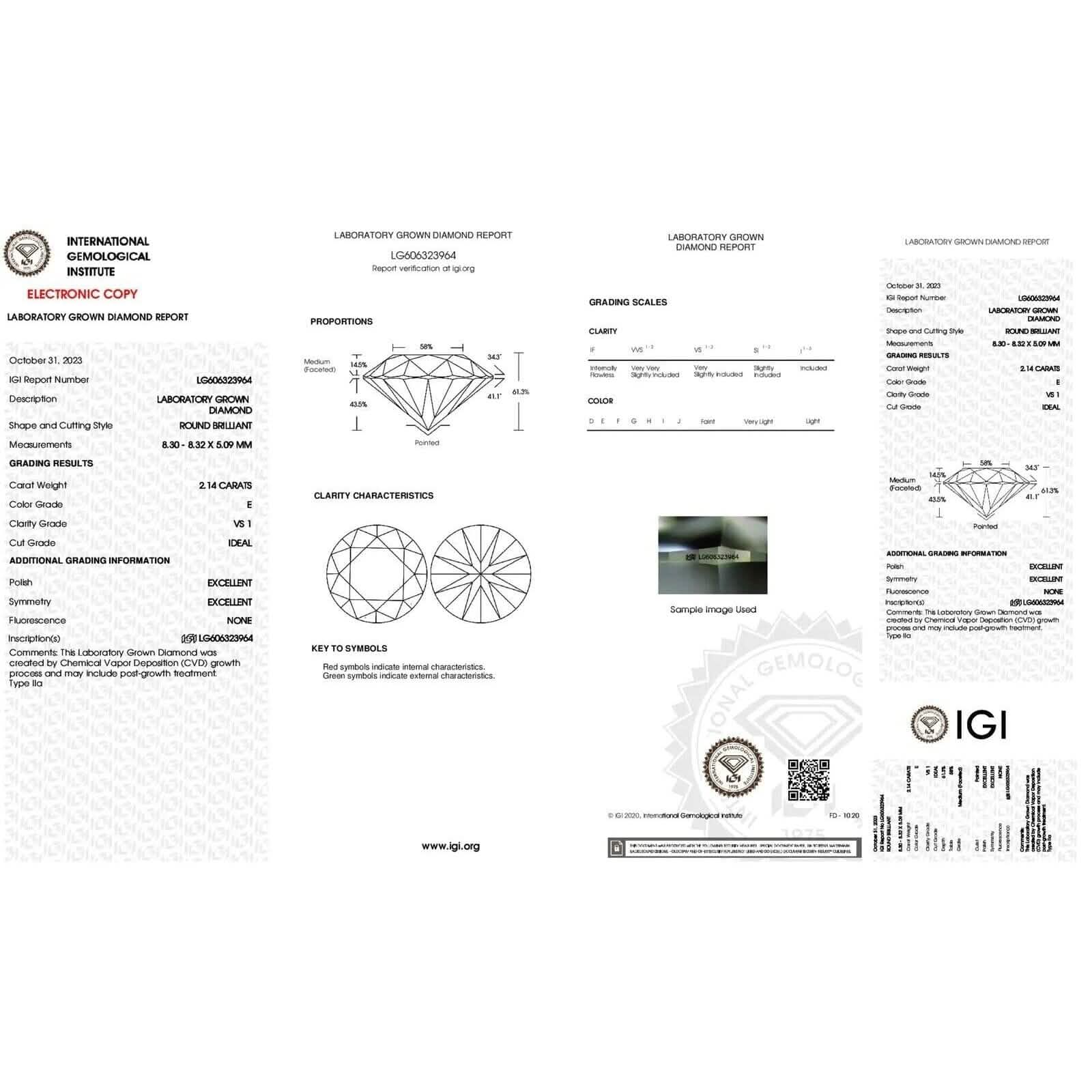 IGI Diamond Engagement Earrings VS1 D Round 4.34 Carat Lab Created Eye Clean