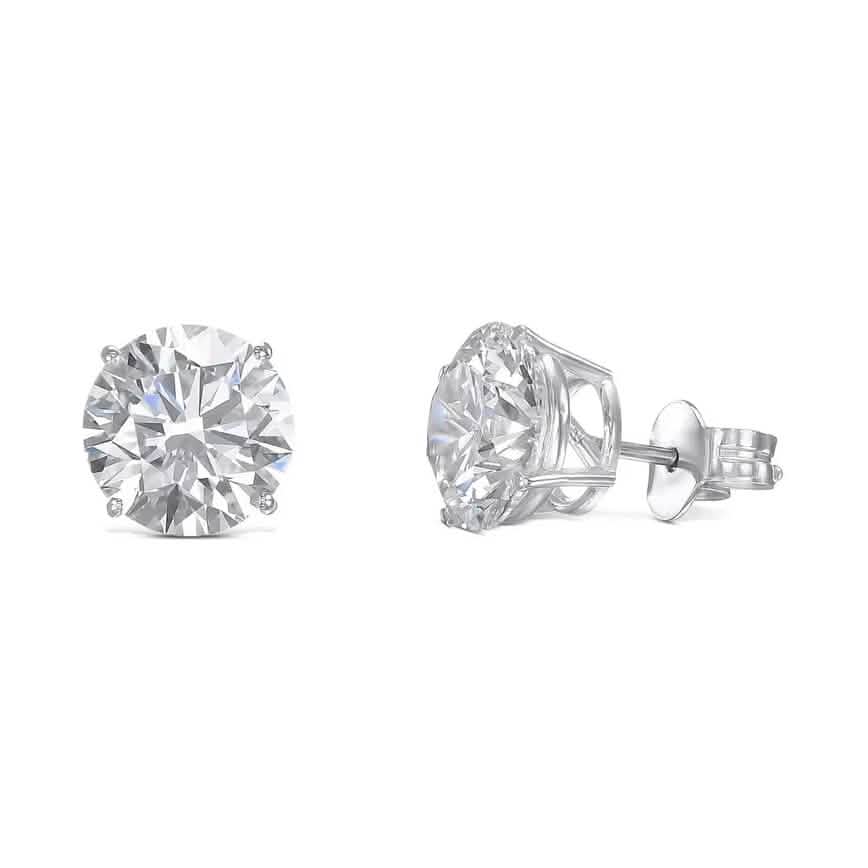 IGI Diamond Engagement Earrings VVS2 E Round 7.54 Ctw Lab Created
