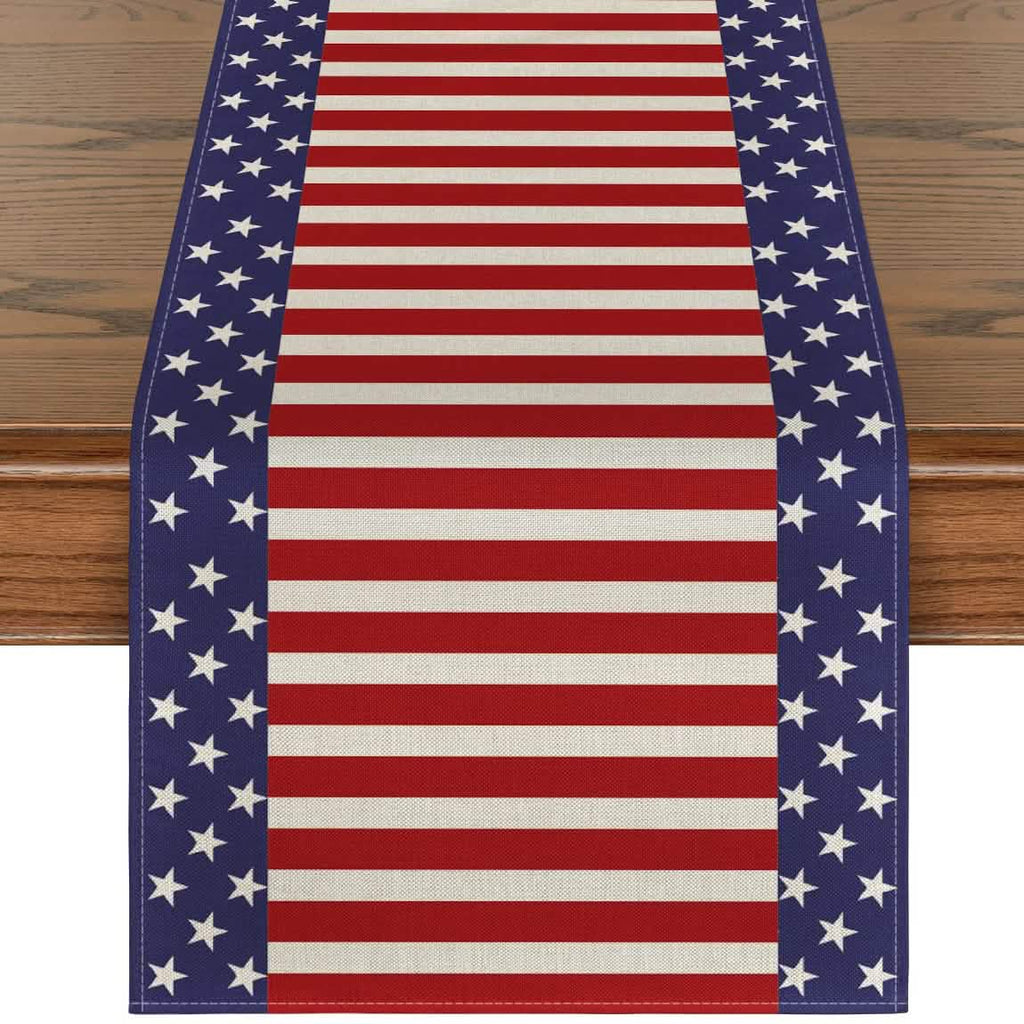 Independence Day Linen Burlap Table Bunting