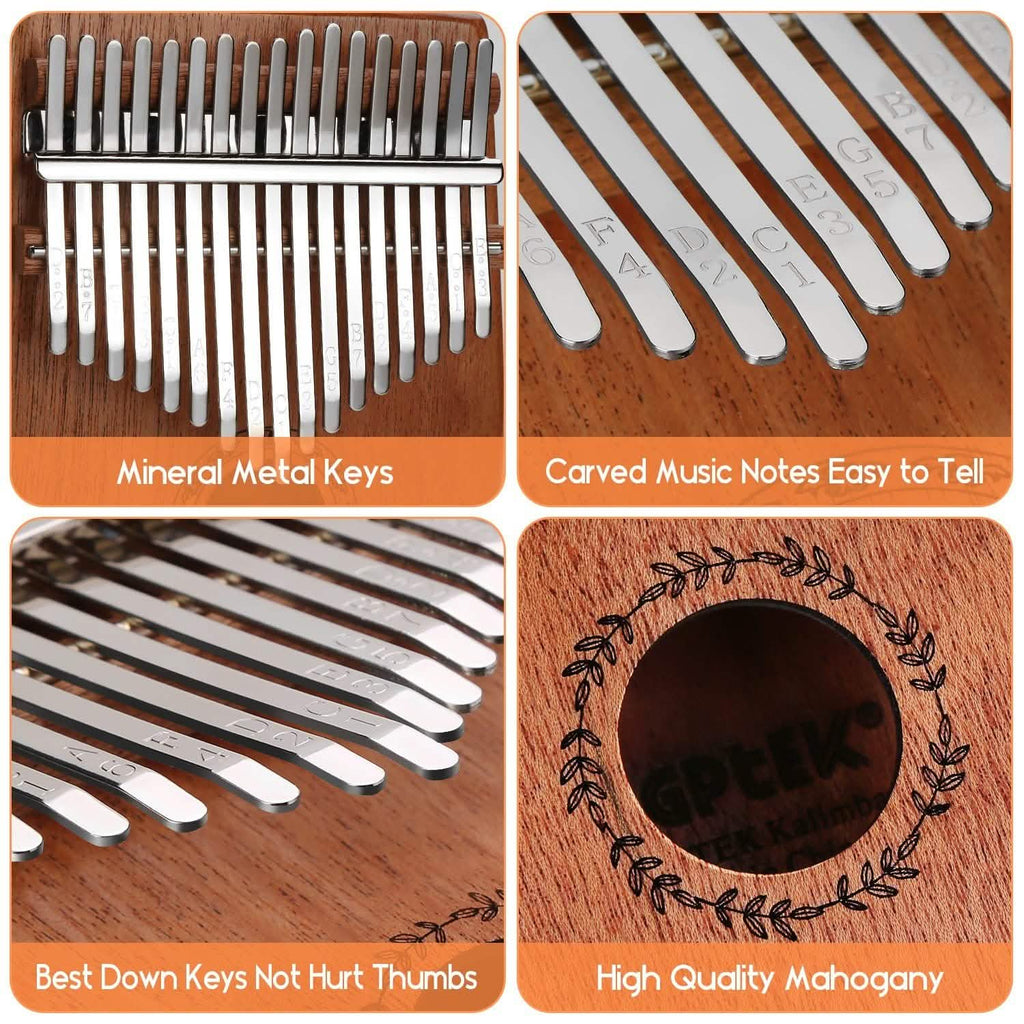 Kalimba 17 Keys Thumb Piano with Tuning Hammer and Bag