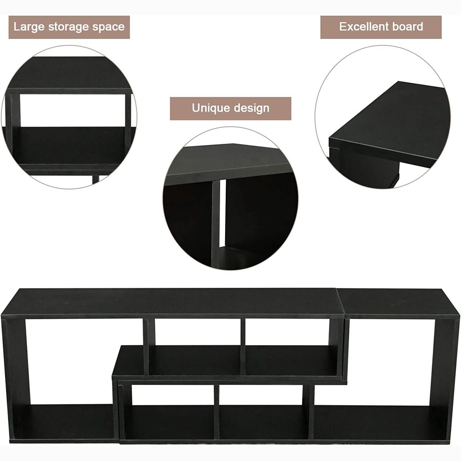 L Shape TV Console Stand Bookcase Storage Rack