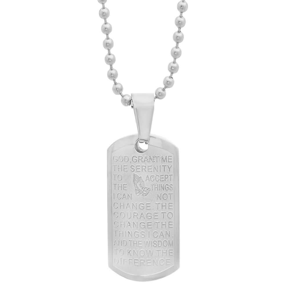 Ladies Stainless Steel Serenity Prayer Pendant