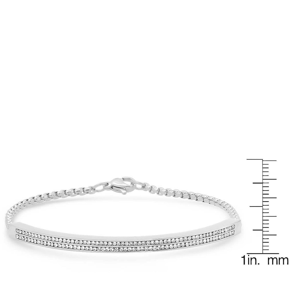 Ladies Stainless Steel Simulated Diamond Channel Setting Bracelet