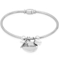 Ladies Stainless Steel "When you have faith…"Swarovski Crystal and Cross Charm Snake Chain Bracelet