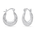 Ladies Sterling Silver And Simulated Diamond Mini Door Knocker Earrings
