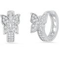 Ladies Sterling Silver and Simulated Diamonds Butterfly Huggie Earrings