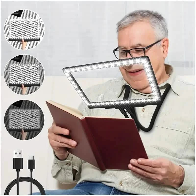 LED Magnifying Glass with Stand - 5x Zoom, USB Rechargeable Reading Aid