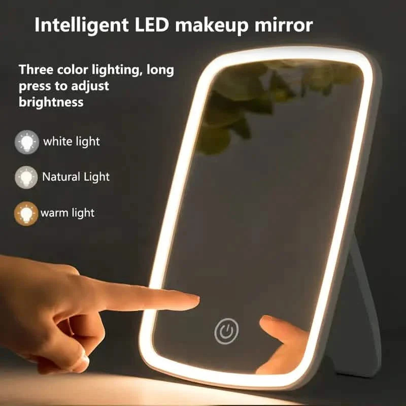 LED Makeup Mirror with Touch Sensor - 3 Color Lighting Modes