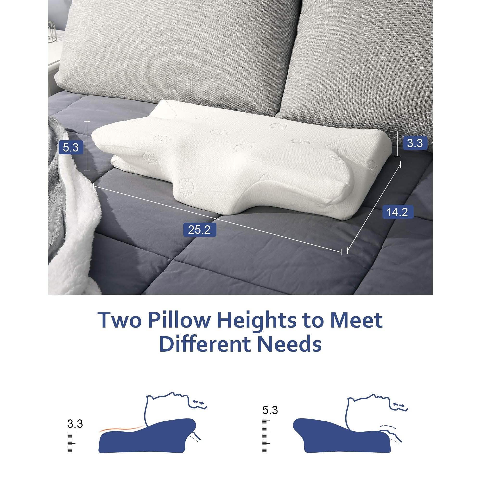 MARNUR Memory Foam Pillow for Neck Shoulder Pain Queen Size Wing Shape Design