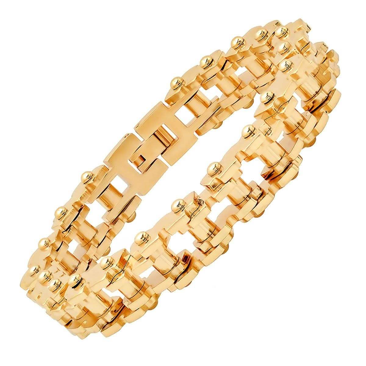 Men's 18K Gold Plated Alloy Strap and Stainless Steel Watch and 18K Gold Plated Stainless Steel Bracelet