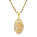 Men's 18k Gold Plated Stainless Steel and Simulated Diamonds American Football Pendant