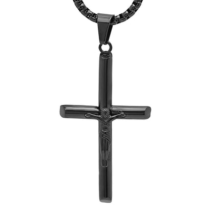 Men's Stainless Steel Crucifix Tube Pendant