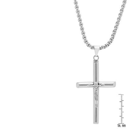 Men's Stainless Steel Crucifix Tube Pendant