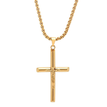 Men's Stainless Steel Crucifix Tube Pendant