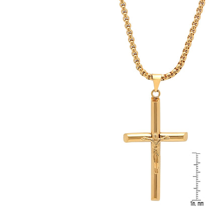 Men's Stainless Steel Crucifix Tube Pendant