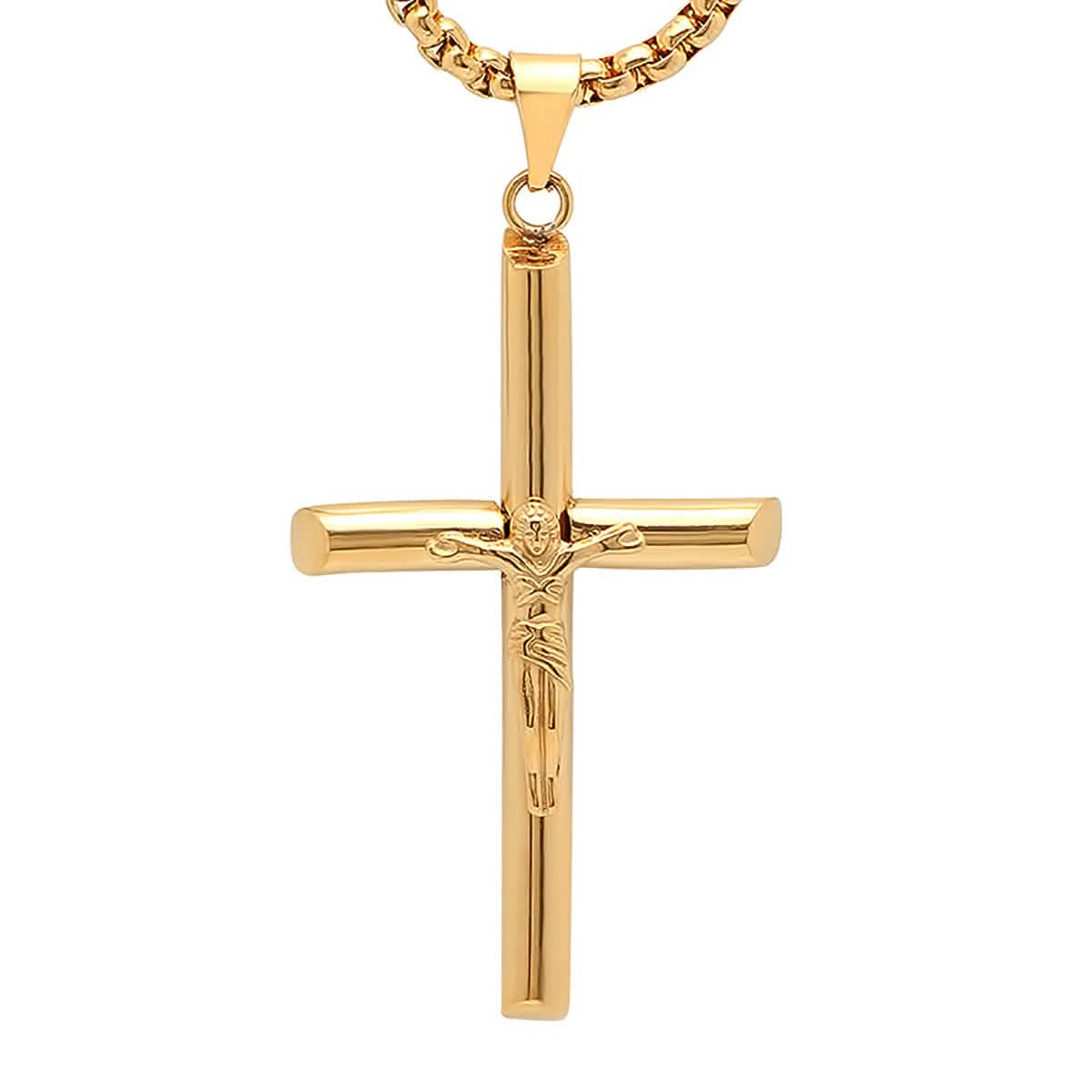 Men's Stainless Steel Crucifix Tube Pendant