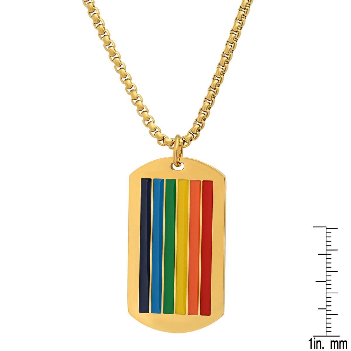 Men's Stainless Steel Rainbow Pride Dog Tag Pendant