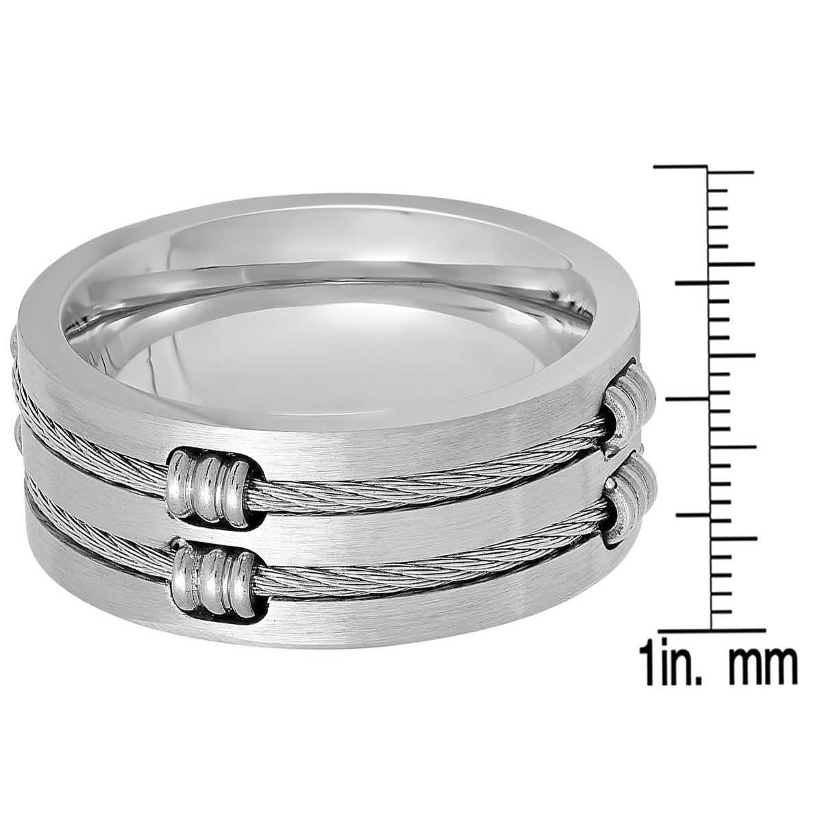 Men's Stainless Steel Wire Inlay Ring