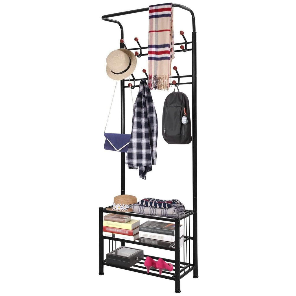 Metal Entryway Coat Shoe Rack
