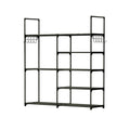 Metal Shoe Storage Shelf Free Standing Shoe Stand with 2 Row Hooks