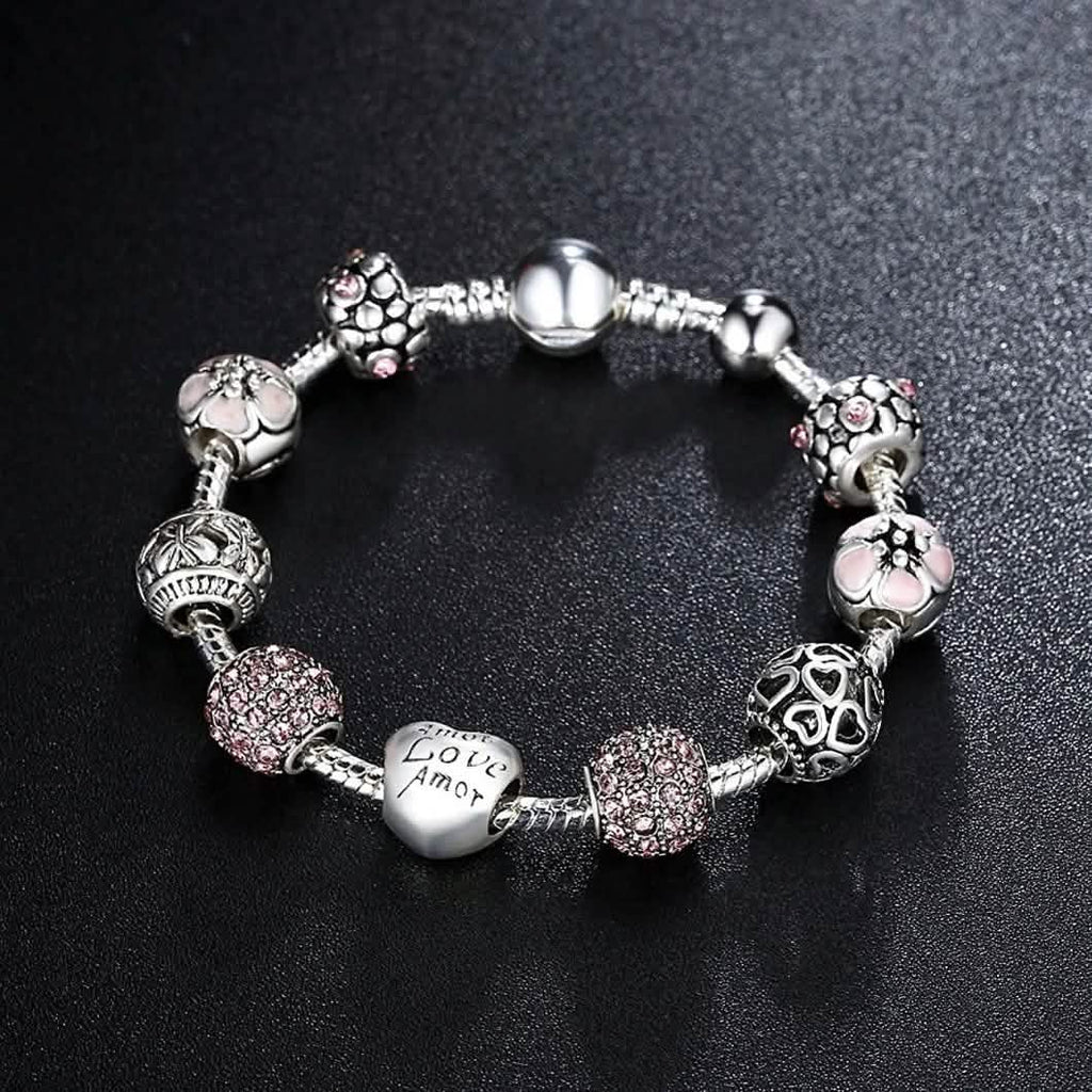 Mother's Day "LOVE" Engraved Heart Charm Bracelet