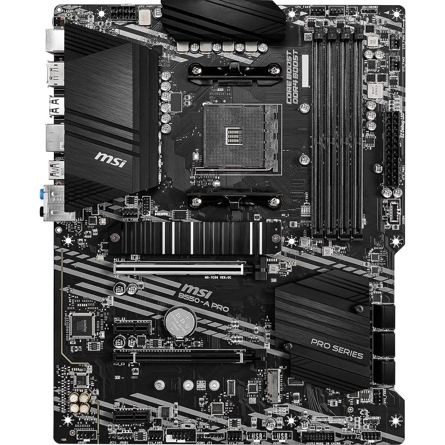 MSI B550-A PRO ProSeries Motherboard (AMD AM4, DDR4, PCIe 4.0, SATA 6Gb/s, M.2, USB 3.2 Gen 2, HDMI/DP, ATX) (Refurbished)