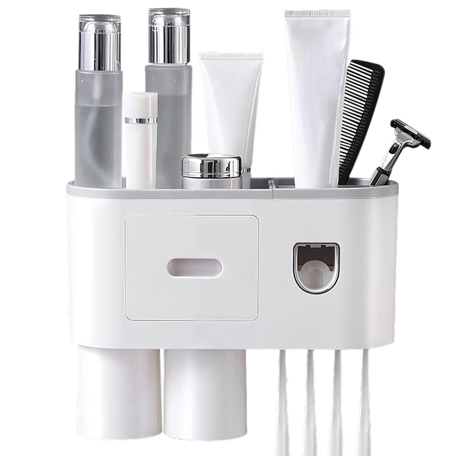 Multifunctional Wall Mount Toothbrush Holder Rack Organizer