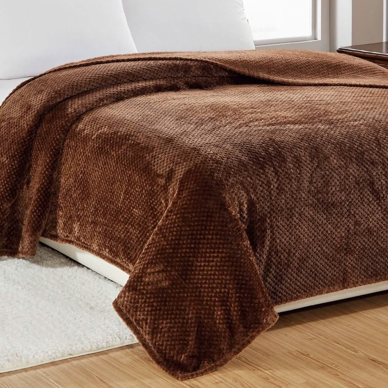 Noble House Solid Color Popcorn Microfiber Blanket