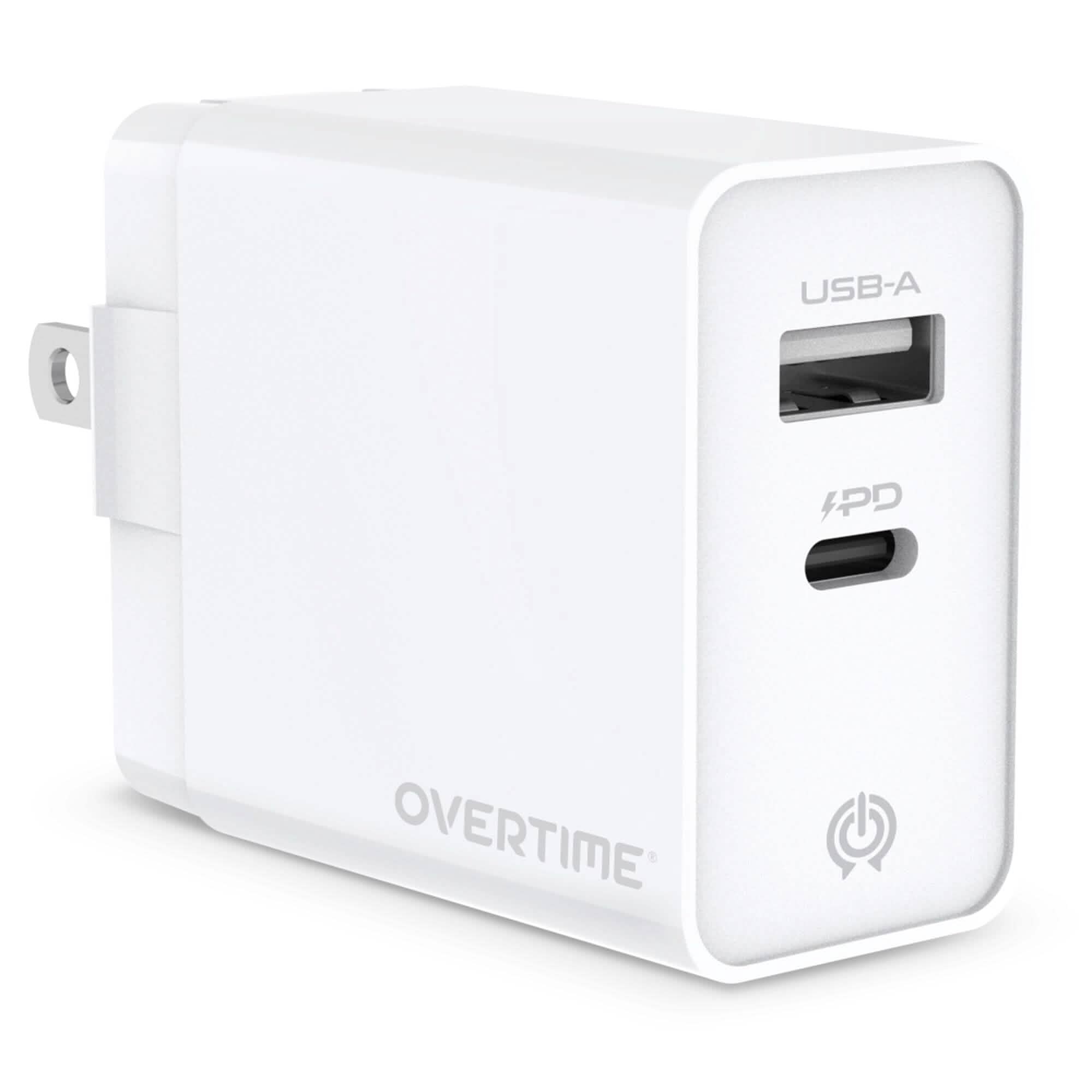 Overtime Dual Port USB A and USB C 38W Fast Charging Power Adapter