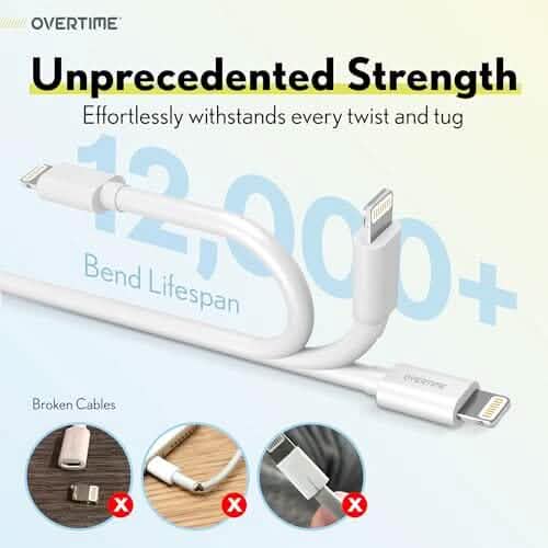 Overtime iPhone Lightning Cable MFI Certified 1ft Iphone Charger Cord