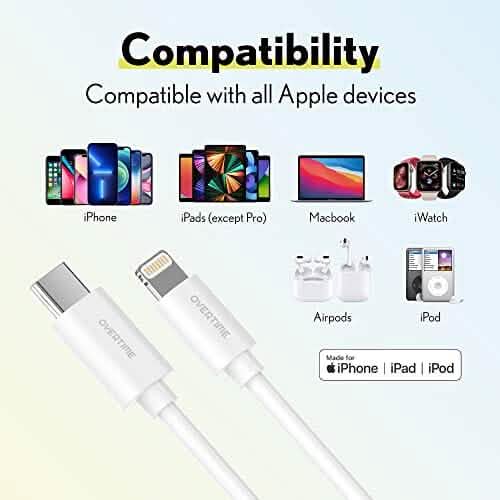 Overtime iPhone MFI Certified 10ft USB-C to Lightning Charging Cable