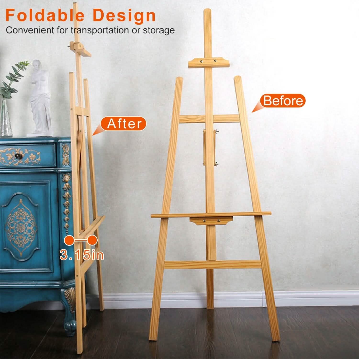 Painting Easel Stand Wooden Inclinable A Frame Tripod