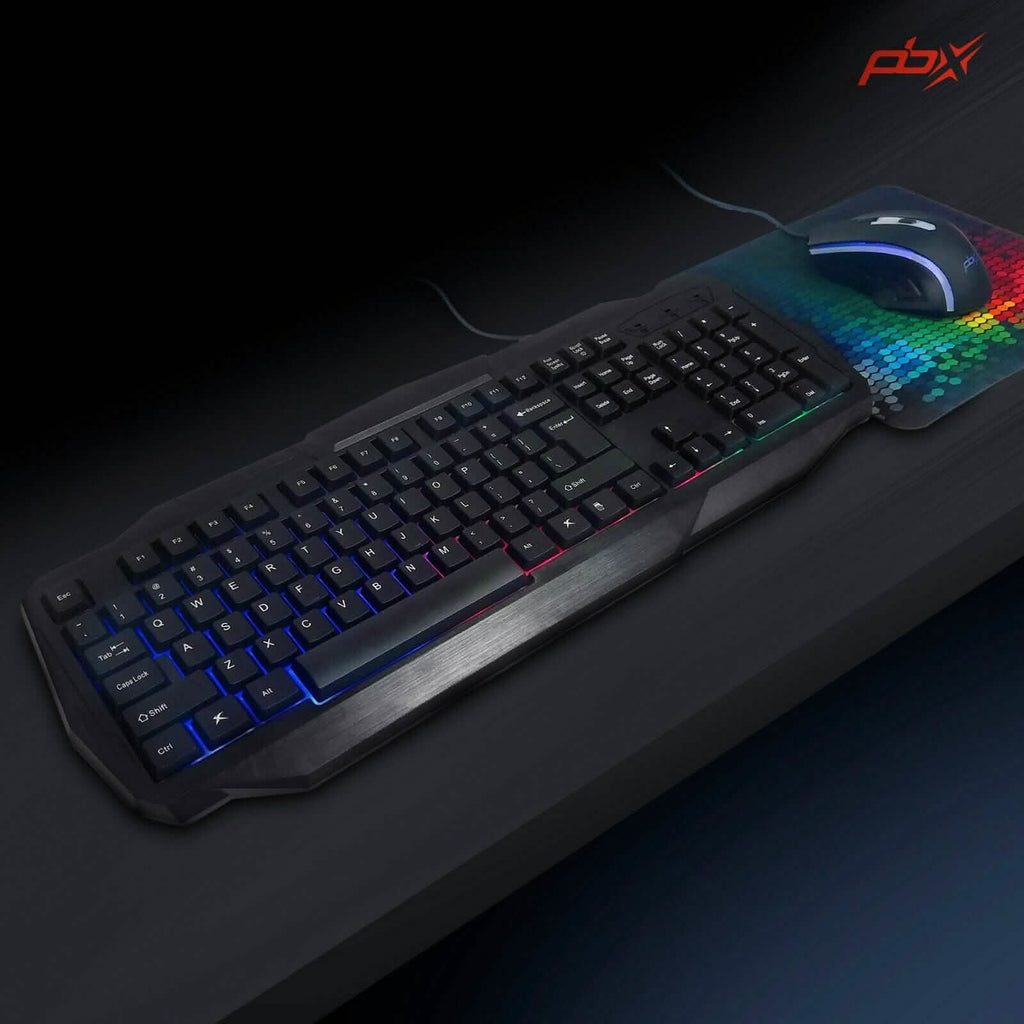 PBX Backlit Pro Gaming Keyboard - Full-Sized & Ergonomic with LED RGB Backlight