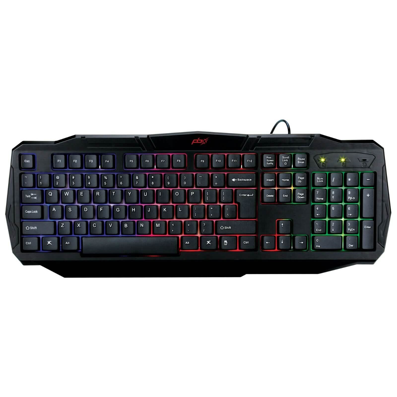 PBX Backlit Pro Gaming Keyboard - Full-Sized & Ergonomic with LED RGB Backlight