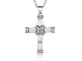 Peermont Genuine Fire Opal and Diamond Accent Cross Necklace