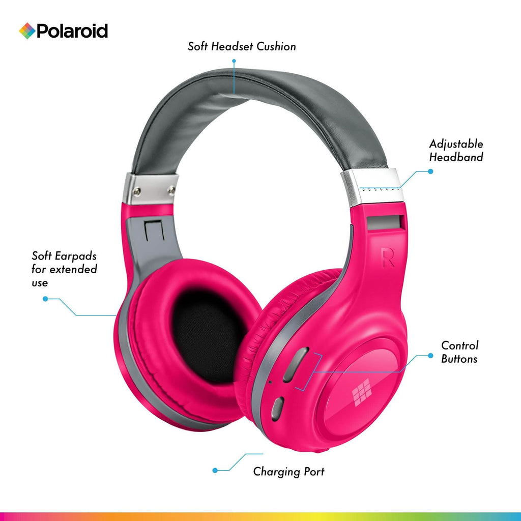Polaroid Bluetooth Wireless Headphones - Dynamic Stereo Headset with Microphone