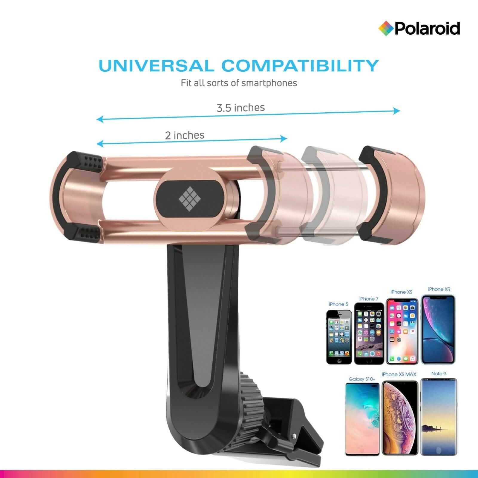 Polaroid Cell Phone Holder Car Mount - Air Vent Clip for Mobile Devices