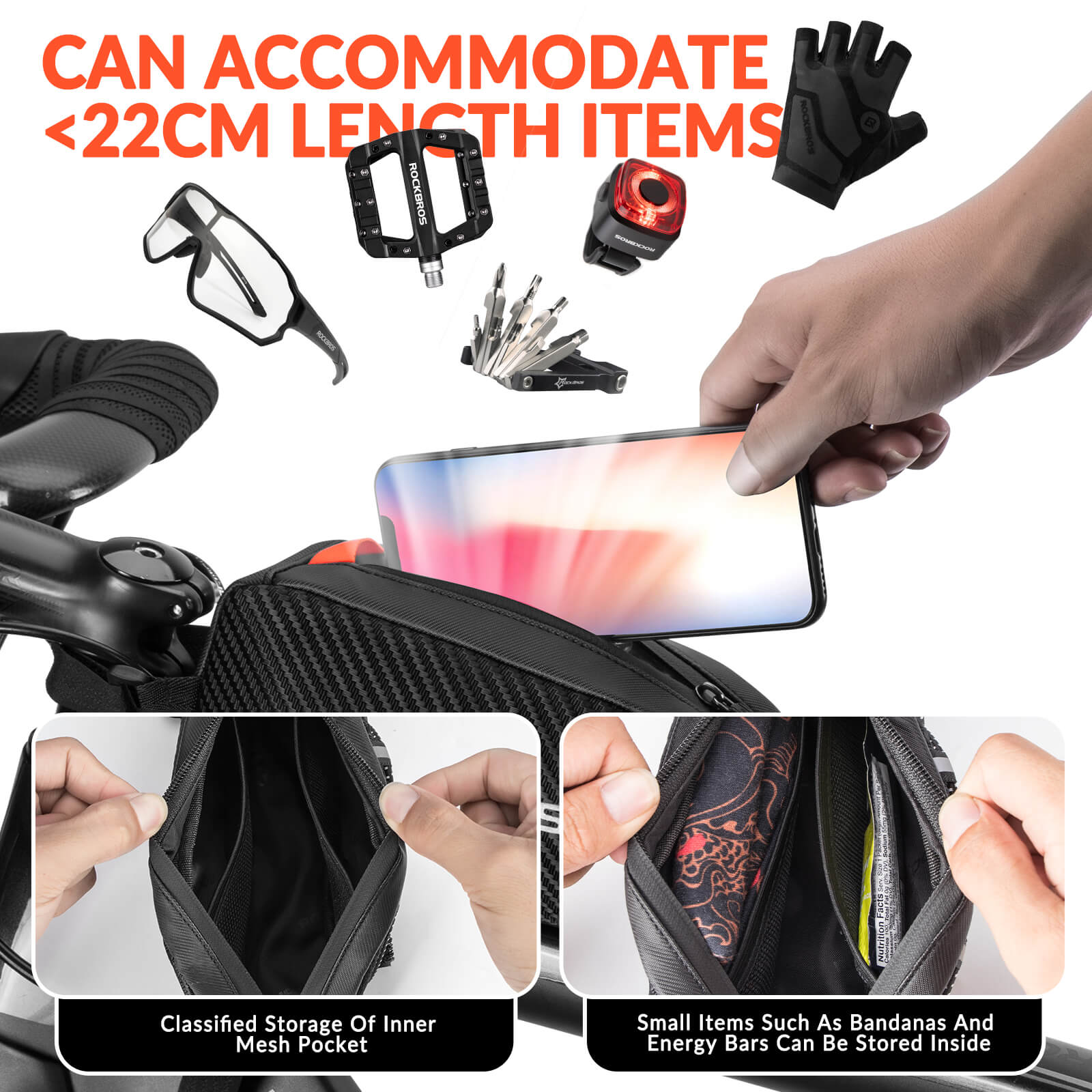 Top Tube Bike Bag with Side Drawstring - 1L