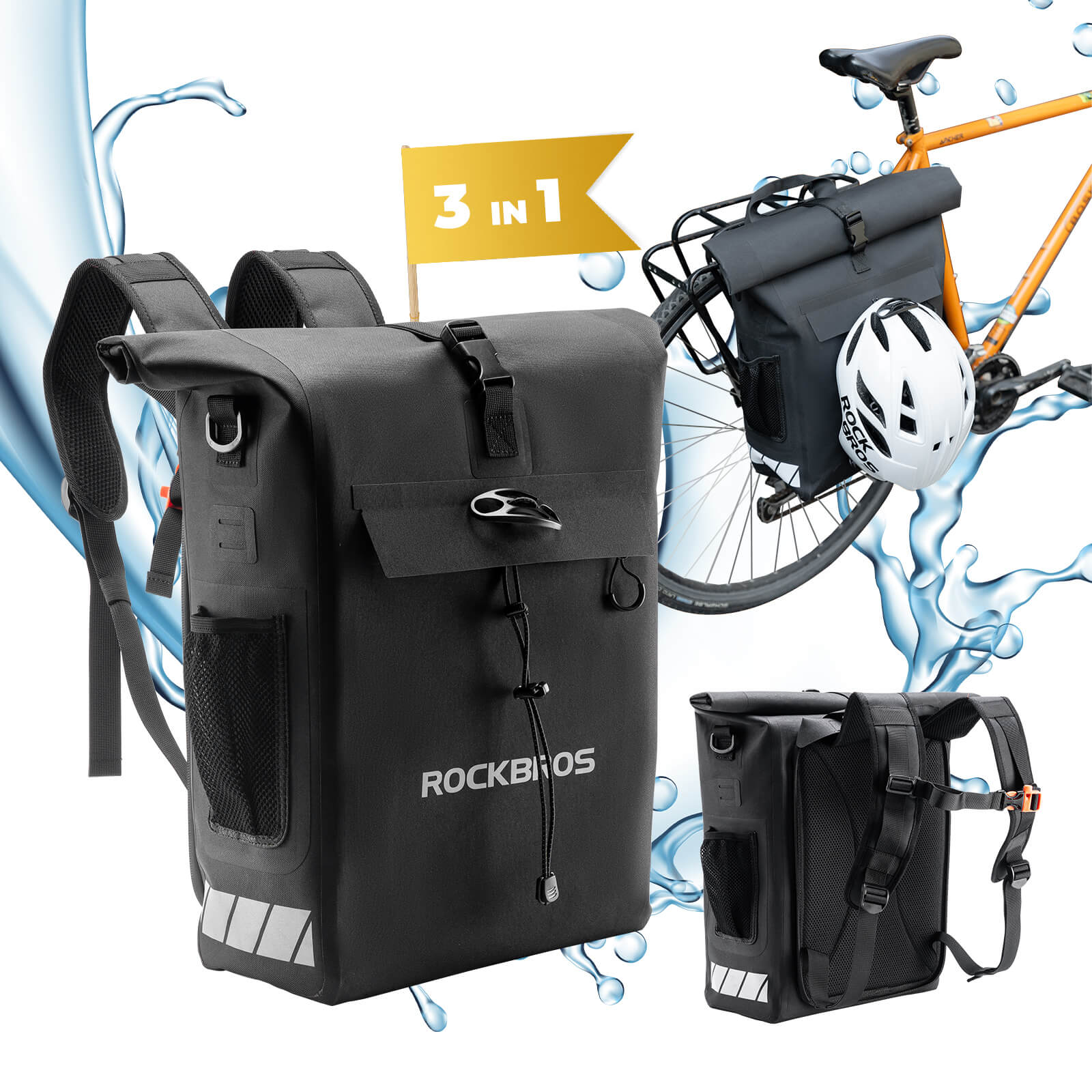 2-in-1 Bicycle Rear Rack Bag Backpack - 18L