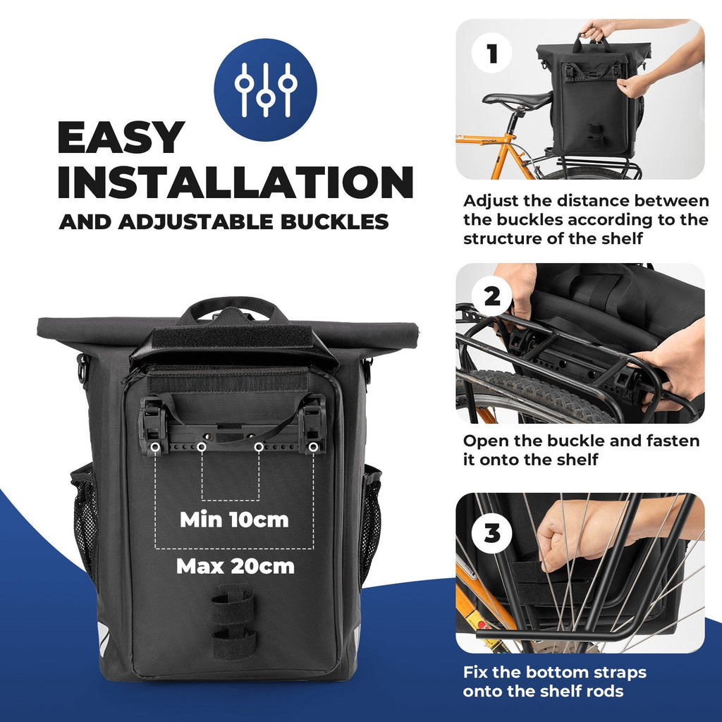 2-in-1 Bicycle Rear Rack Bag Backpack - 18L