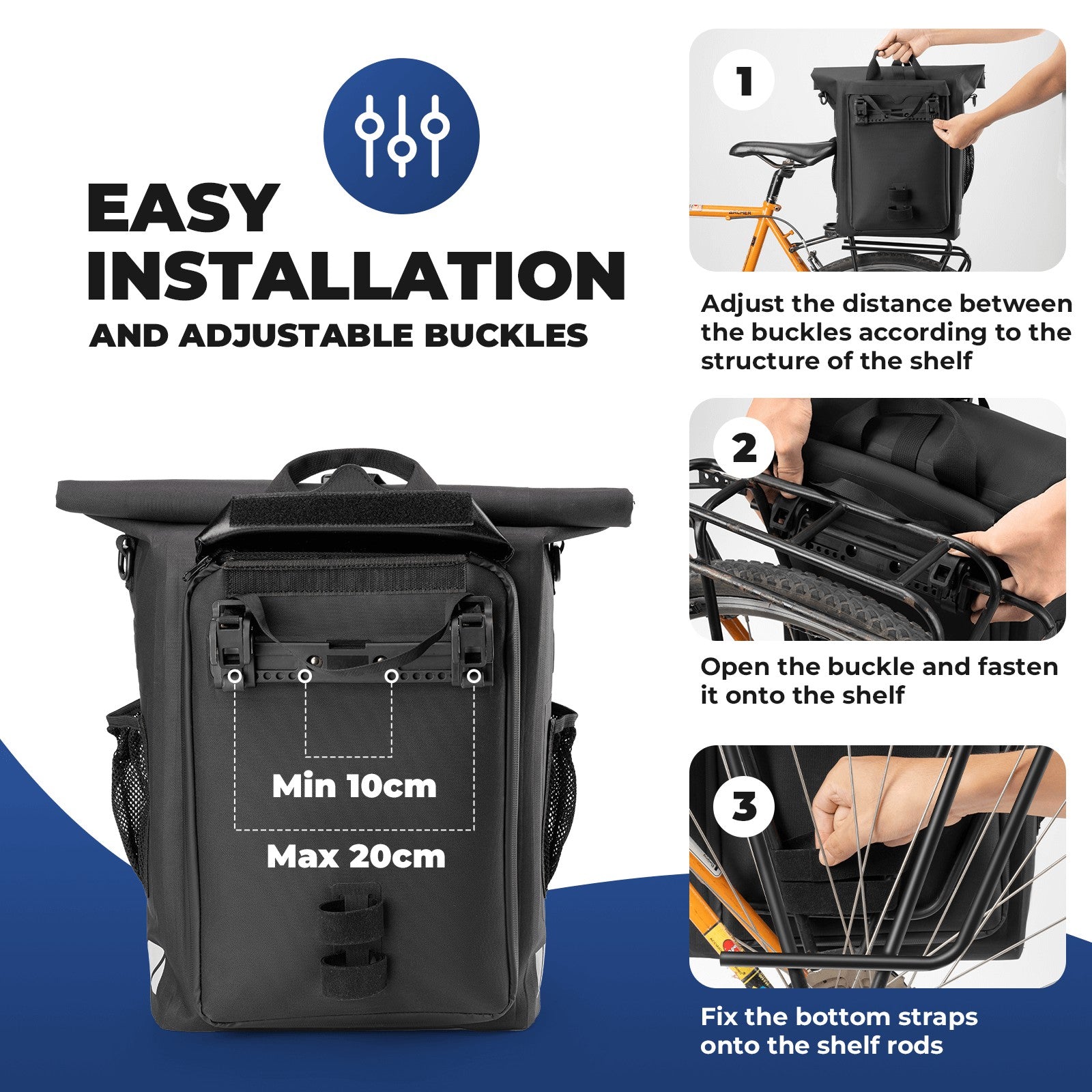 2-in-1 Bicycle Rear Rack Bag Backpack - 18L