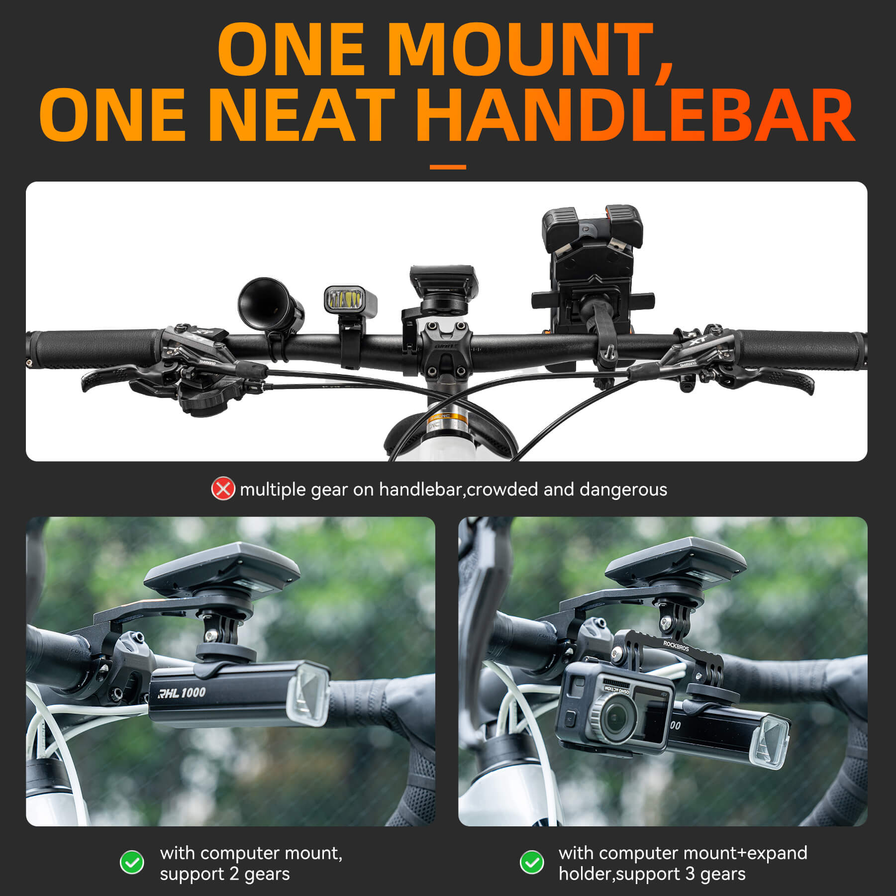 Adjustable Bike Computer Mount with Extendable Design